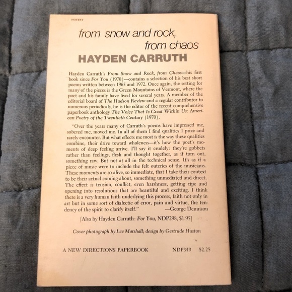 From Snow and Rock, from Chaos: Poems, 1965-1972 by Hayden Carruth 1st Edition - Picture 3 of 4